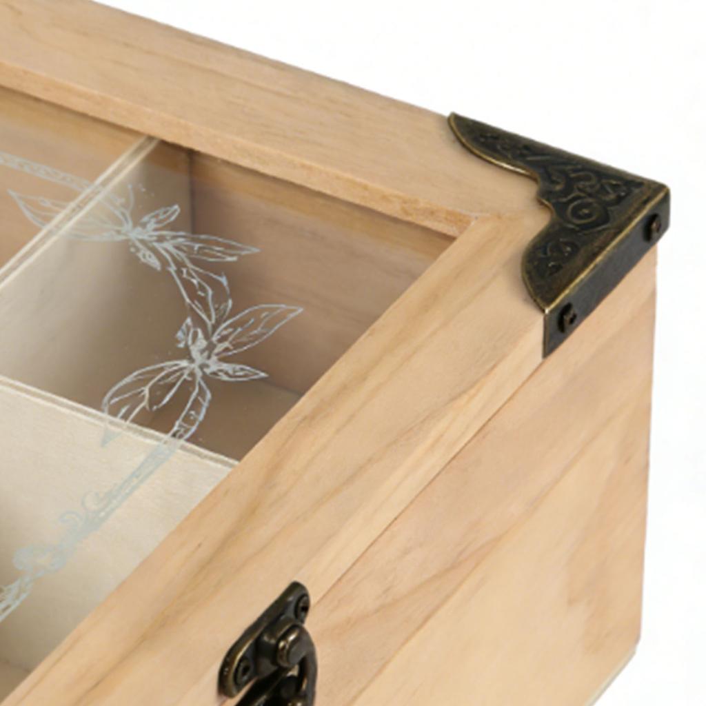 Wooden Tea Bag Organizer Box 9 Compartments Storage Teabag Holder Container with Transparent Lid for Countertop Tea