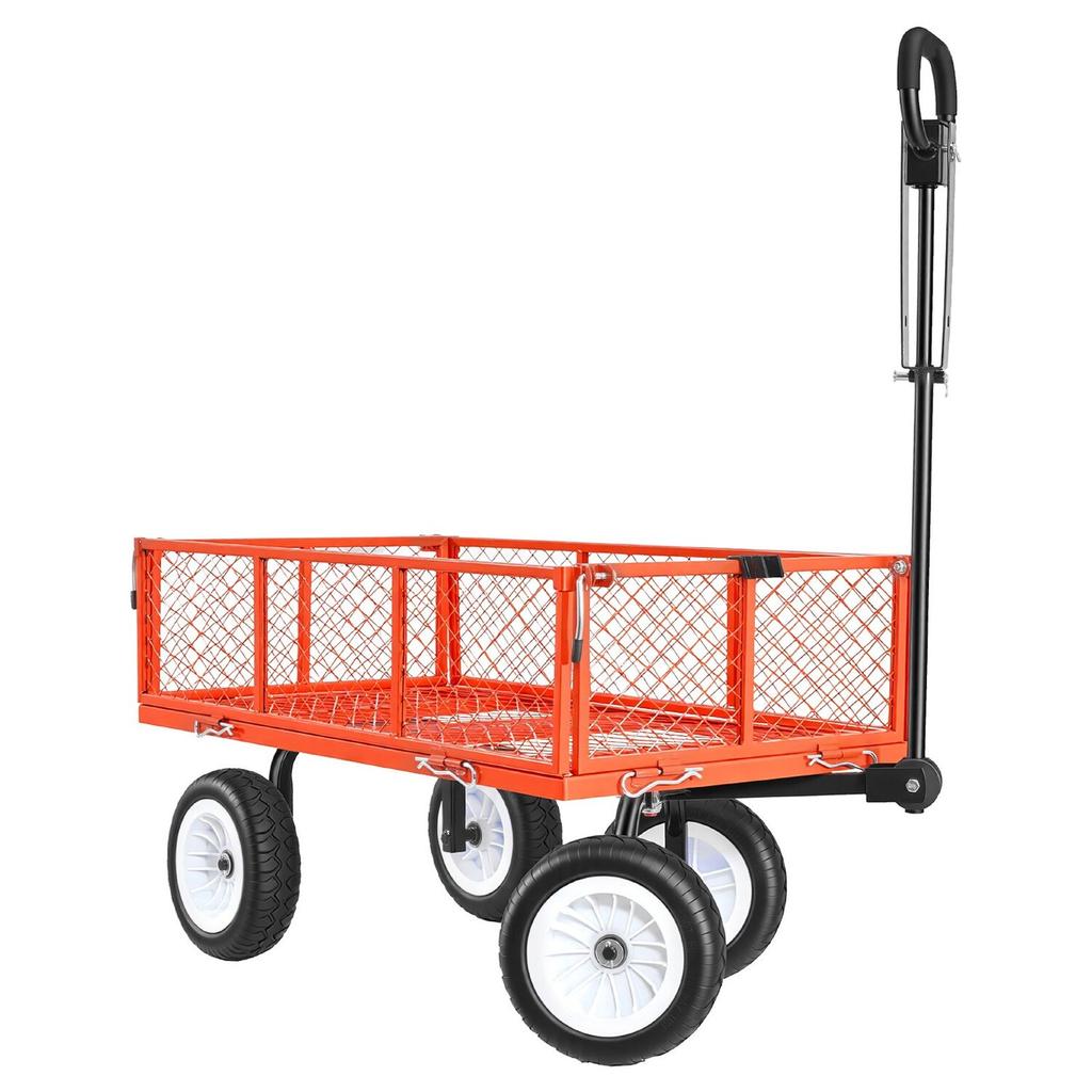 Carro de Jardín, 408,2 kg, Carro Utilitario de Acero de Alta Resistencia para Patio y Jardín con Ruedas de 10 Pulgadas, Taburete de Jardinería para Exteriores con Asa Ajustable, Desmontable