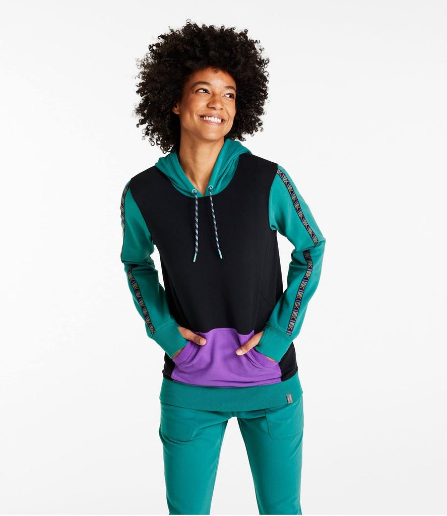 Cozy Camp US Size Warm 1000139126 L.L.Bean Women's Hoodie, Colorblock, Fit, Regular, Small, Teal/Midnight Black, Multicolor,