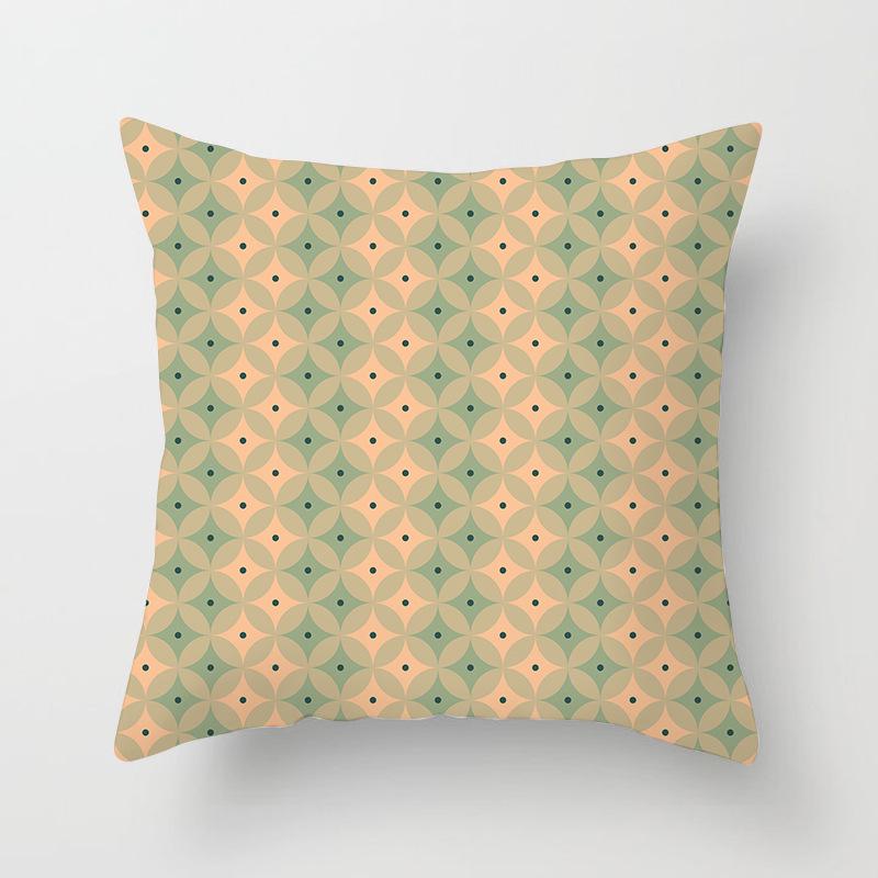 New Color-blocking Geometric Pillow Case, Peach Leather Velvet Cushion Sofa Cushion Cover, Splicing Living Room
