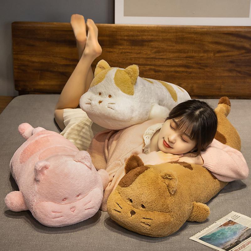 Cartoon Cute Cat Long Pillow With Soft Pp Cotton Filling For Bedside And Napping