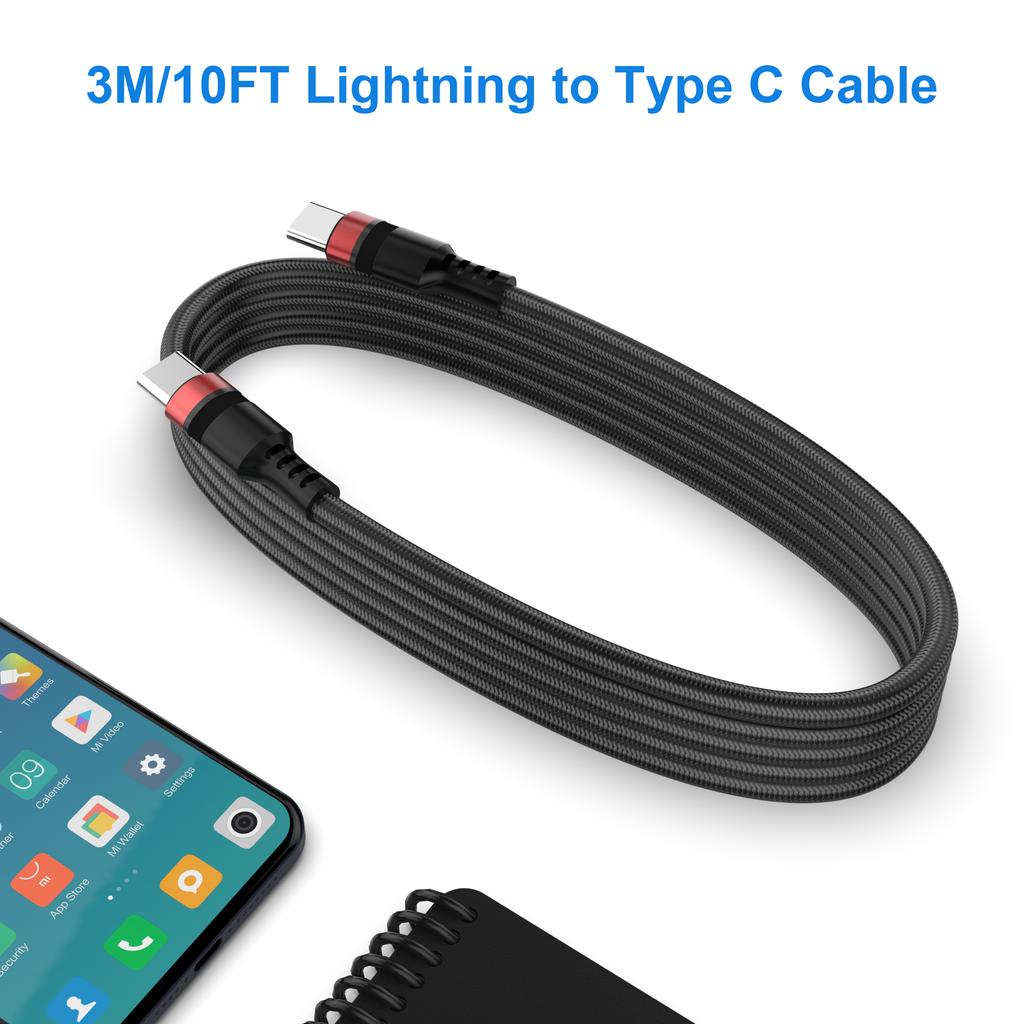 Nylon Braided Male to Male 3A Fast Charging Data Cable Type C Type C PD Charging USB Cable for Camera Computer 12-Month Warranty