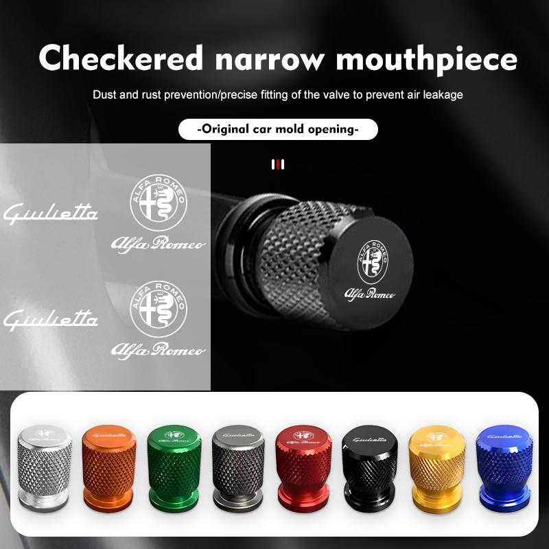 WTOM1 For Alfa Romeo 4PCS Aluminum Car Wheel Tire Valve Cap Cover Airdust Waterproof Giulietta 940 2010-2014 2015 2016 2017