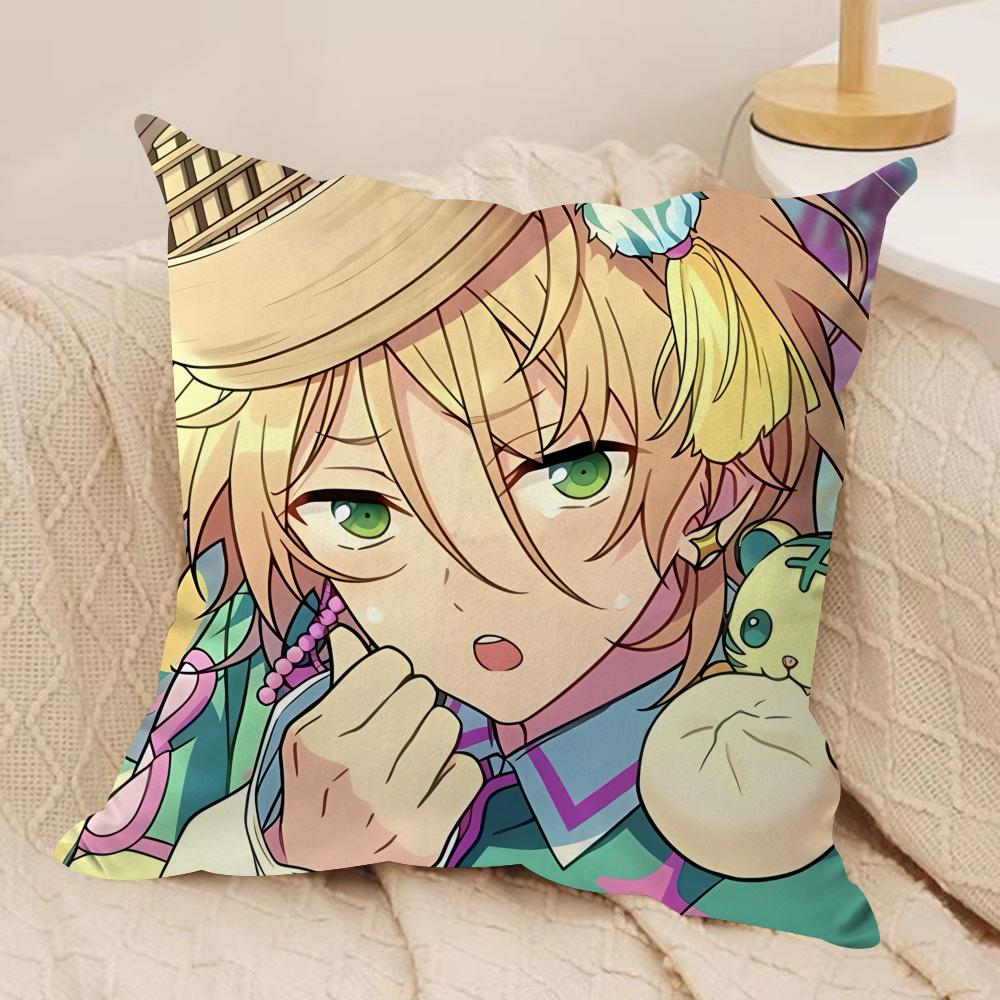 

EEnsemble Stars Anime Cushion Cover Silky Short Plush Invisible Zipper Dustproof Sofa Pillow Case For Home Decor 30x30cm