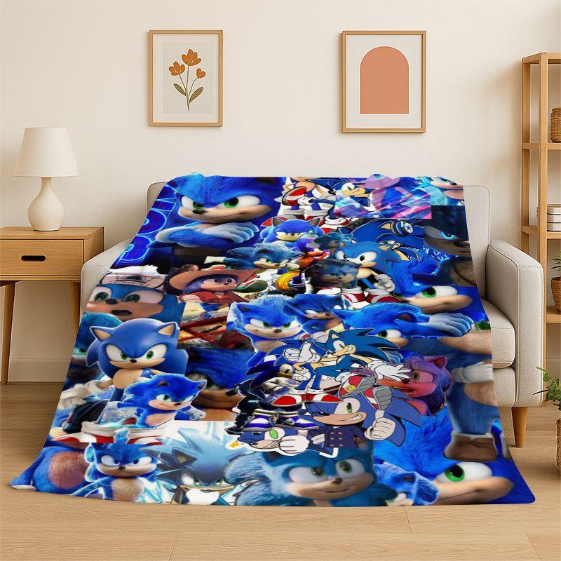 Classic Game S-Sonic Cartoon Soft Flannel Throw Blanket,Cozy Blanket for Bed,Couch,Sofa,Bedroom,Living Room,Travel,Picnic Kids
