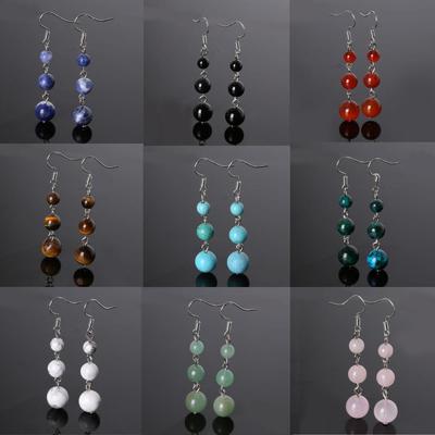 1Pair Vintage Earrings Natural Quartz Stone Beads Earing Accessories AVE