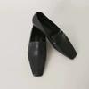 Cowhide version~ retro simple style square head flat-bottomed commuter shoes single shoes women's 2025 versatile small leather shoes loafers