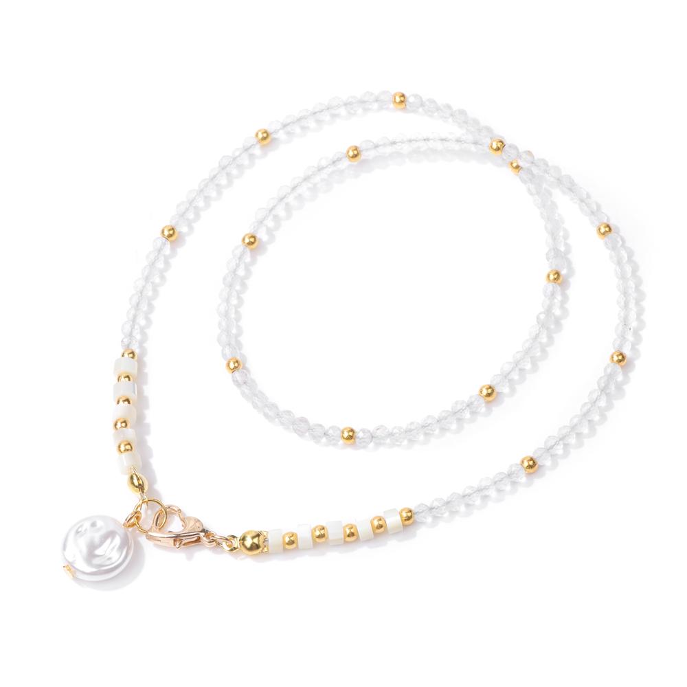 Baroque Pearl Pendant Necklace for Women 3mm Natural Stone Beaded Heart Buckle Necklaces Vintage Wedding Elegant Jewelry Gifts