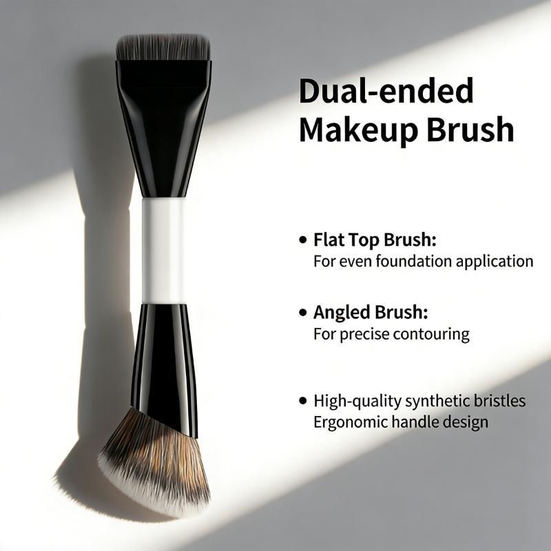 Pincel de Maquiagem Dupla Face Com Cerdas Macias e Densas Para Base Contorno Blush Perfeito Para Maquiagem Diária Uso em Viagem