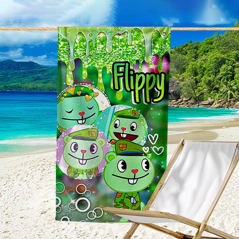 proof beach towel with a Happy Tree Friends2 pattern - soft,absorbent,quick-drying,machine washable - perfect for swimming,camping,bathing