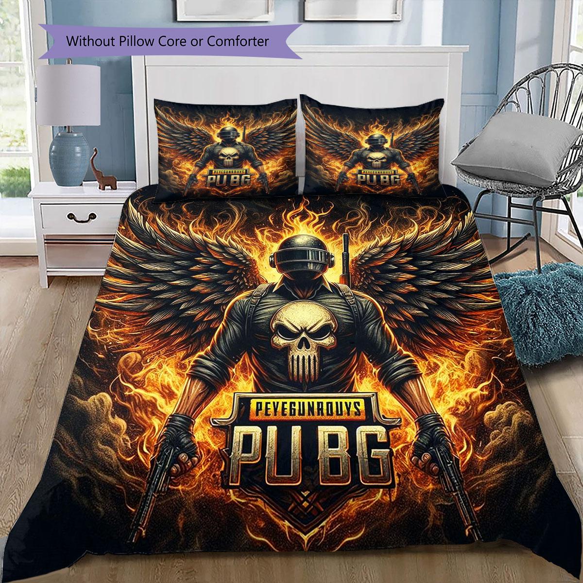 

GAME PUBG Pattern Duvet and Pillowcases,1 Duvet Cover with 2 Pillowcases, No Core,GAMER GIFT 135x200cm