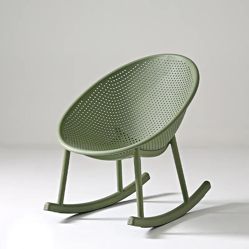Nordic Household Creative Rocking Chair Back Makeup Chair Plastic Dining Chair Modern Living Room Recliner Minimalist