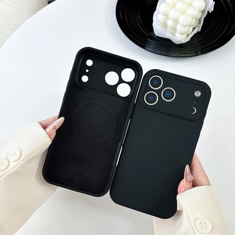 Liquid Silicone Phone Case For 17 Air 16 15 Pro Max 13 12 14 Plus For Magsafe Magnetic Wireless Charging Cover