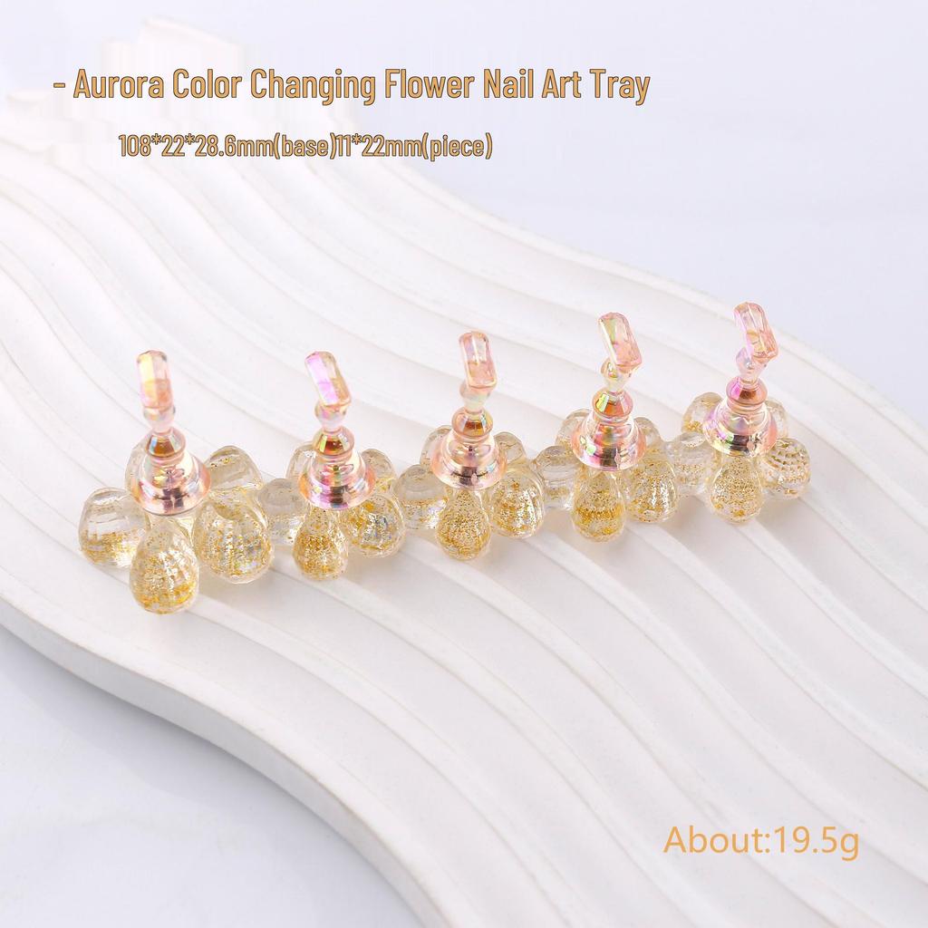Nail Art Acrylic Display Stand - Iridescent Gradient Flower Chess Piece Holder