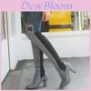 Elegant Women Boots Over Knee High Heel Stylish Winter Autumn Slip-on Lace-up Shoes