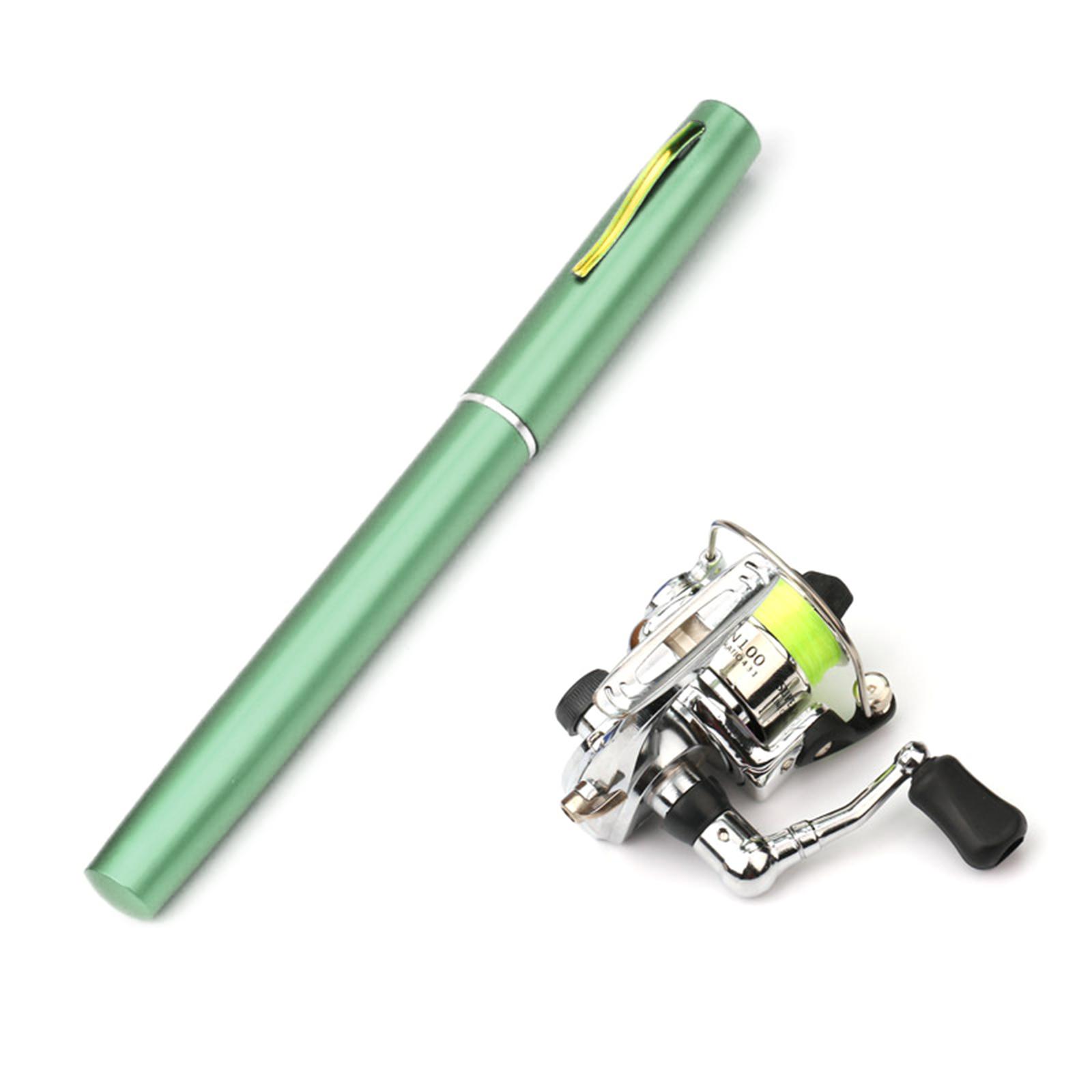 Pen Shaped Fishing Rod Reel Combo Sets Mini Telescopic Portable Pocket Pen Fishing Rod for Sea Fishing Outdoor Fishing зелёный