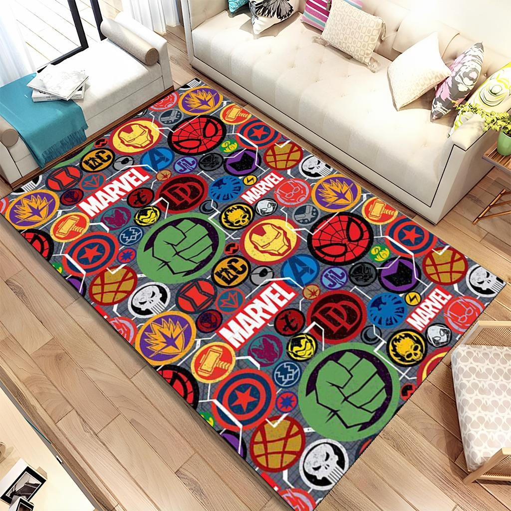 HD Cartoon Marvel Avengers Spiderman Teppich für Zuhause Wohnzimmer Schlafzimmer Sofa Fußmatte Dekor, Kinderteppich Rutschfeste Bodenmatte