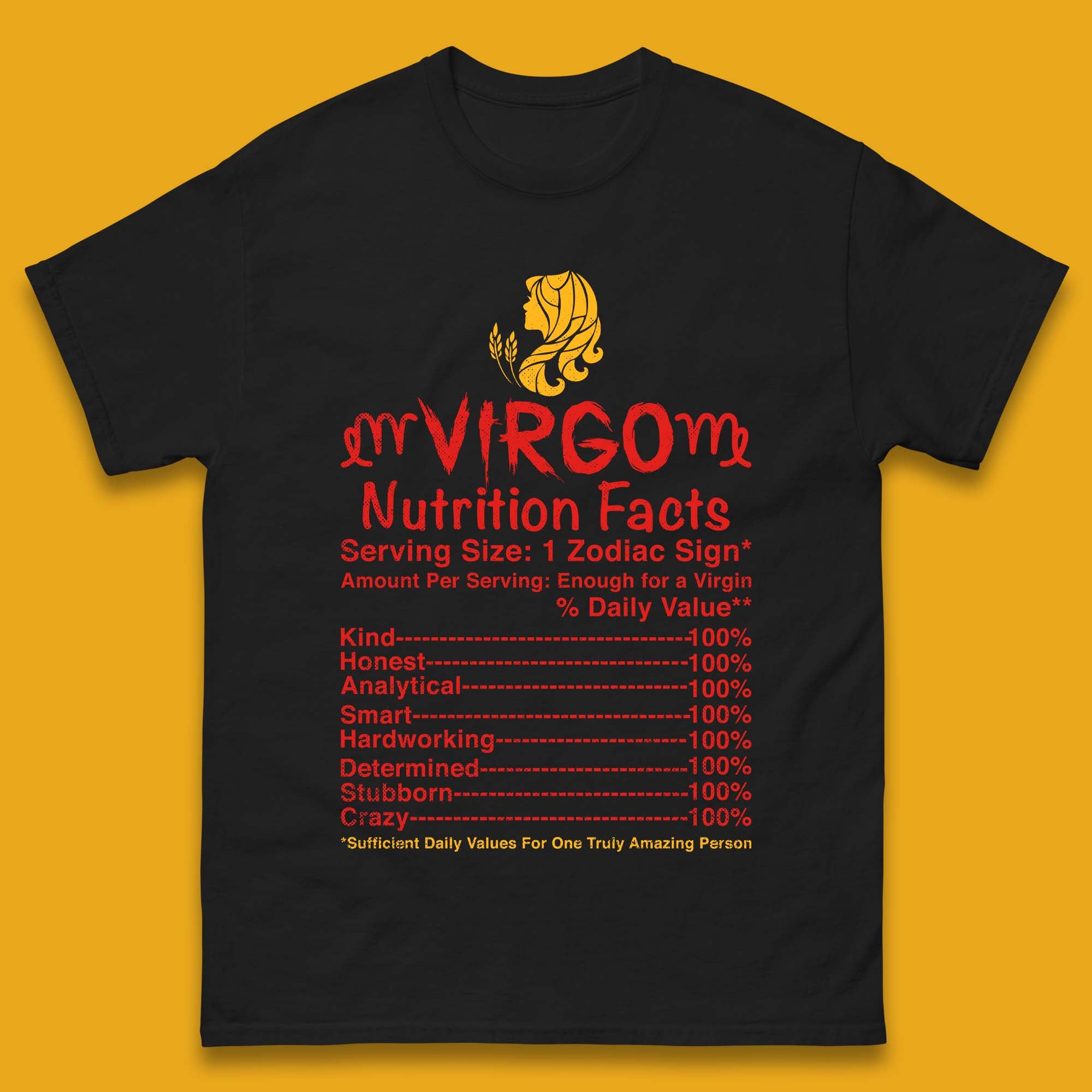 Virgo Nutrition Facts Mens T-Shirt Womens Tops Tees 4XL