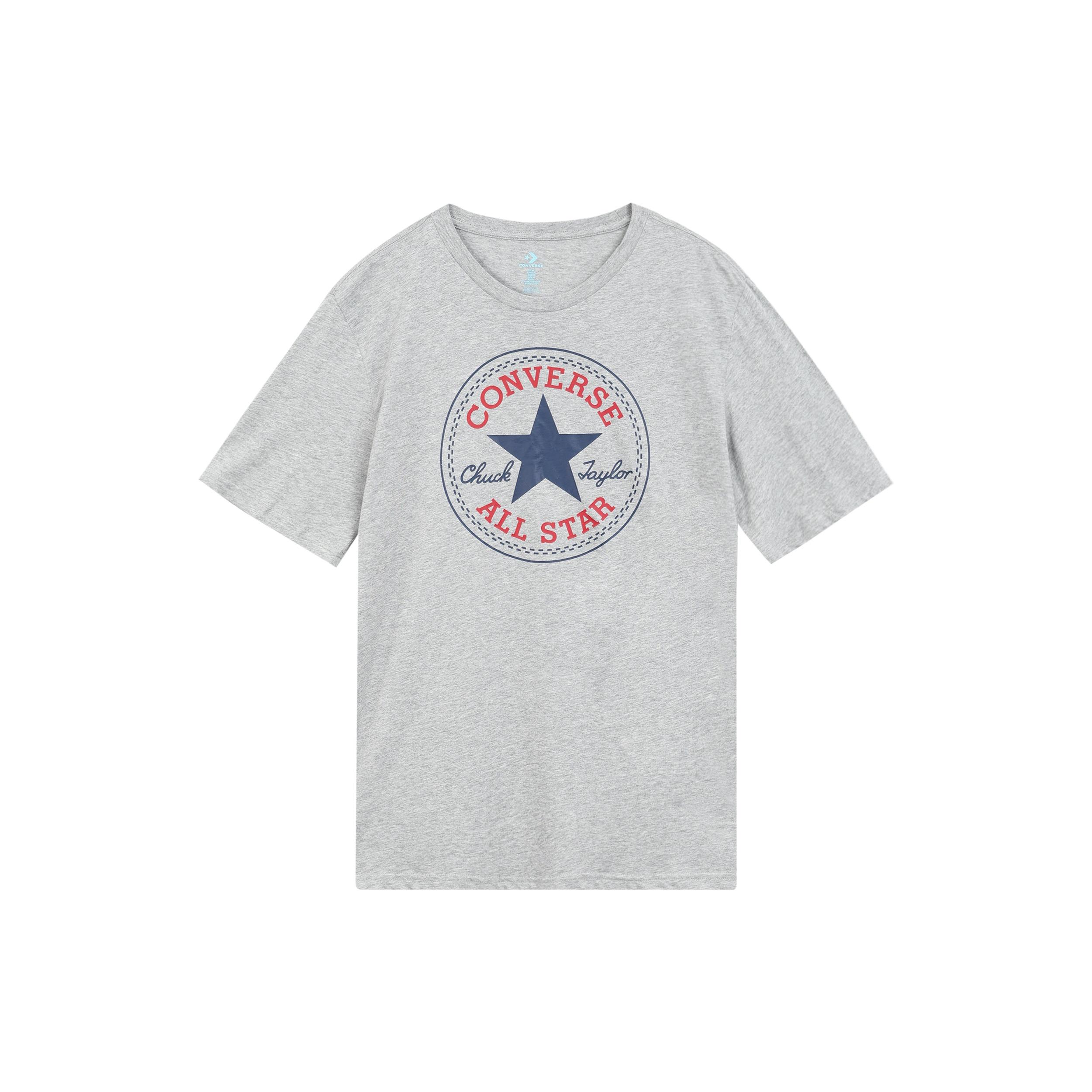 Men s Converse All Star Classic Round Neck Short Sleeve Gray 10007887-A03 XS