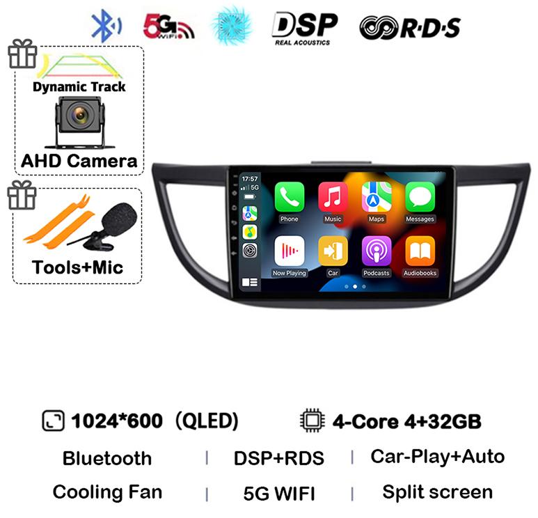 Android 14 Carplay For Honda CRV CR-V 2011 2015 2016 2017 2018 Car Radio Multimedia Video Player Navigation GPS Head Unit Stereo