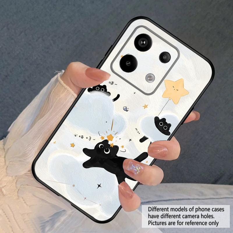 Cartoon Moon Cat For Redmi Note 9 9S 10 11 12 12S 13 Pro Plus 5G India 14 Pro 4G Global 14S 13C 14C silicone soft phone case