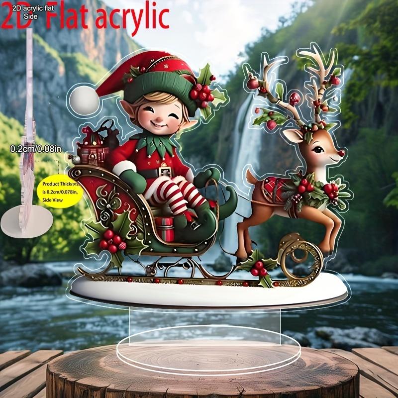 2D Flat Bohemian Christmas Elf Reindeer Desktop Decoration, Snowman, Gnome & Holiday Motifs, Suitable for wall decoration, porch, room, villa, accents