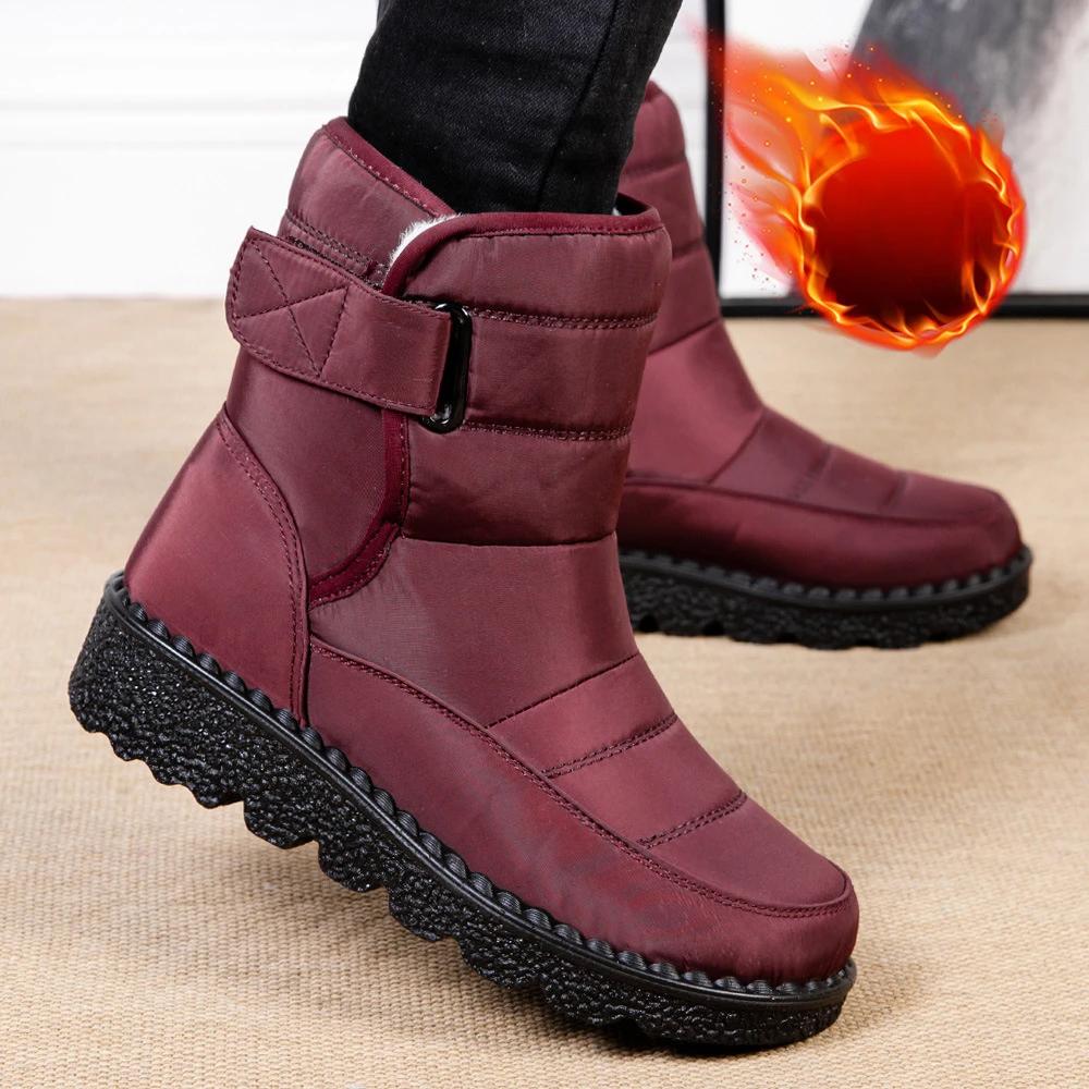Fashion Boots Women Non Slip Waterproof Winter Snow Boots Platform Shoes for Women Warm Ankle Boots Cotton Padded Shoes Botas De Mujer