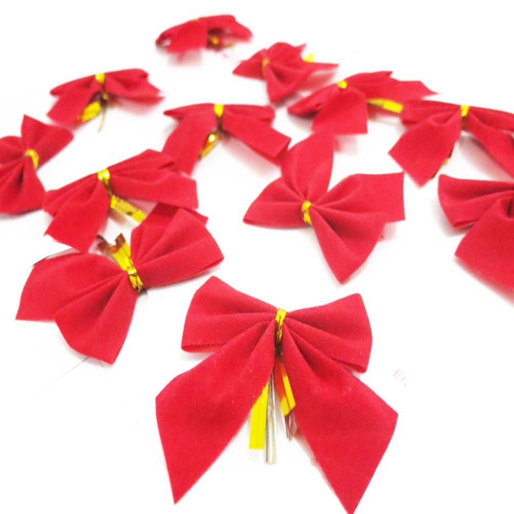 50Pcs Christmas Decor Christmas Tree Bow 5.5CM Red Velvet Bow Xmas Tree Ornaments Home New Year 2026 Home Decoration Mini Bows
