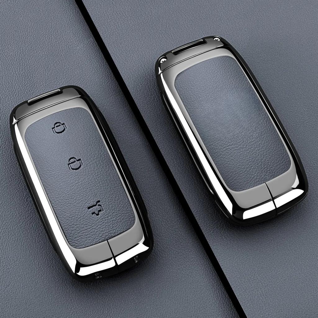 Zinc Alloy Leather Car Key Case Cover for Geely EX5 Galaxy Starship 7 EM-i L7 E8 E5 Remote Keychain Housing Fob Accessories
