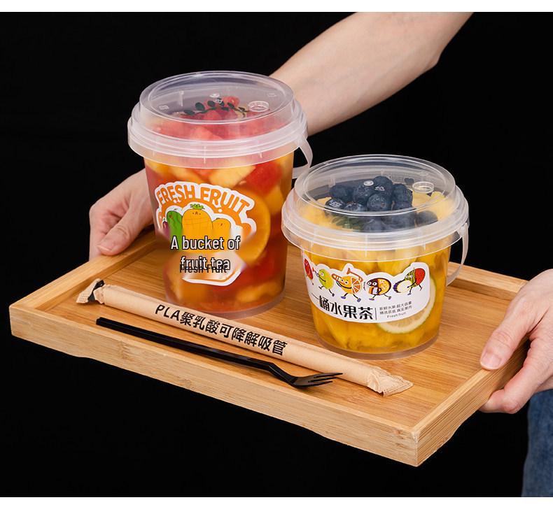 1000ml Disposable Fruit Tea Cup - Large Capacity Handheld Bucket for Milk Tea