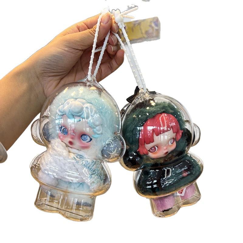Labubu Dustproof Shell: Transparent Protective Case for Pop Mart Doll Clothes & Accessories (Standing/Sitting Pose)