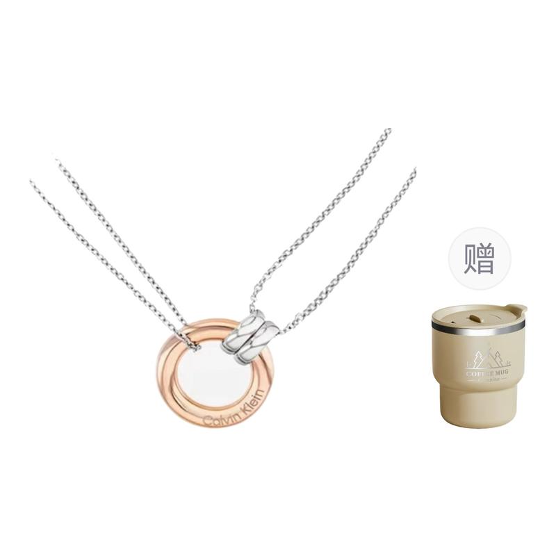 Calvin Klein Lucky Ring Transfer Stainless Steel Necklace Women s 11522200 35000631-Steel color & rose gold F золотой