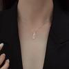 Banyan Tree S925 Silver Geometric Paperclip Necklace with Sparkling Diamond