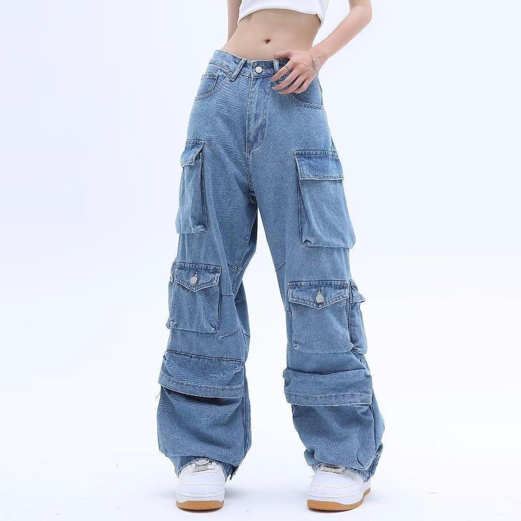 2023 Spring Unisex Wide-Leg Multi-Pocket Hip-Hop Jeans