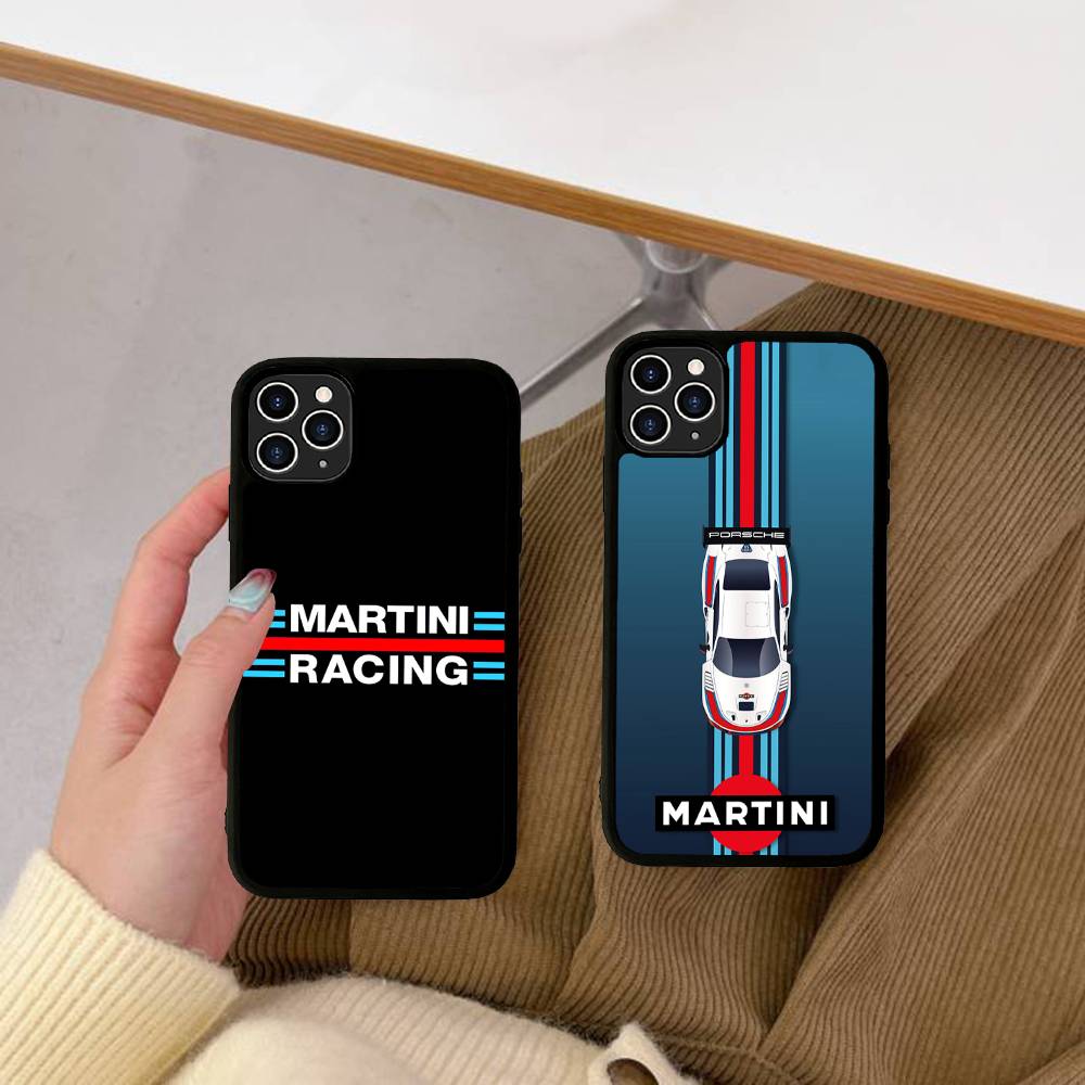 M-Martini Racing Horizontal Stripe PC+TPU Phone Case For IPhone 11 12 13 14 15 16 17 Plus Pro Max Cover