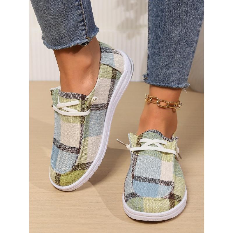 Large-sized Lace-up Single Shoes for Women, Low-top, Lazy Fabric Flat Single Shoes