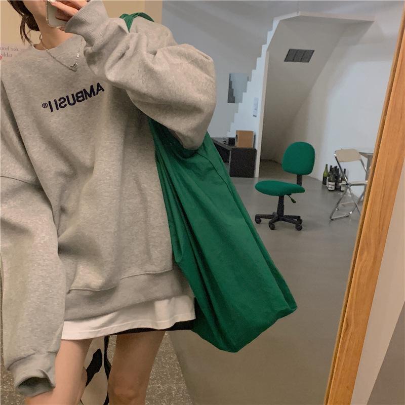 Women's Letter Printed Thick O-neck Sweatshirt Student Loose Oversize Long Sleeve Autumn Winter Warm Pullover Hoodie