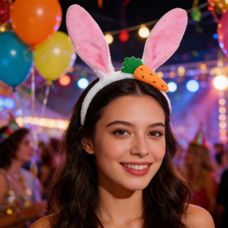 Easter Hare Ear Carrot Hairband Plush Soft Hare Ear Headband For Kids Adult Easter Cosplay Festival Celebration