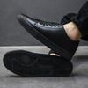 Men Casual PU Leather Flat Designer Shoes High Quality Comfy Vulcanized Shoes Lightweight Outdoor Hiking And Running Sports Shoe