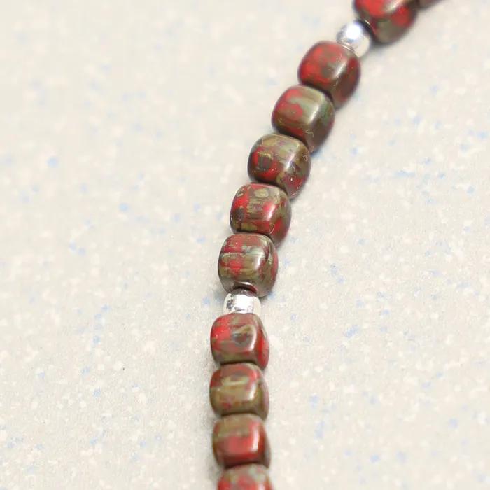 Czech Mini Cube Bracelet Red