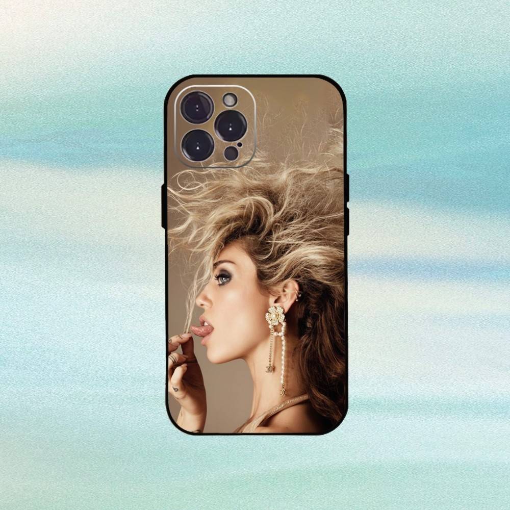 Miley Singer Cyrus Flowers Phone Case For iPhone17,16,15,14,13,12,Plus,Pro Max, 5G Others Soft Black Cover
