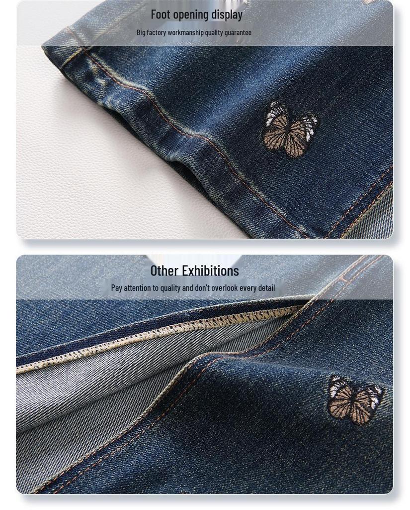 2024 New Women's High Waist Embroidered Denim Bodycon Midi Skirt with Front Slit for Spring & Autumn