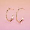 Promotion New Arrival Silver Gold Plated Cubic Zirconia CZ Medium Sized Bamboo Hoop Earring