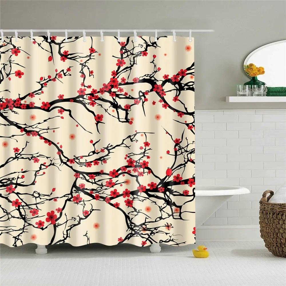 3D Tree Scenery Shower Curtains Bathroom Curtains High Quality Waterproof Polyester Bath Curtain with 12 Hooks for Home Decor