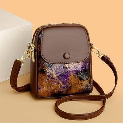 Kleine Handytasche mit Klappe, Umhängetasche für Damen, weiches Leder, bedruckt, farbige Geldbörse, Luxus-Designer-Umhängetasche für Damen zum Pendeln