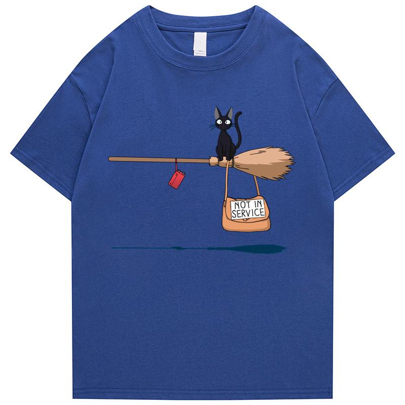 Cute Cats Are Not in Service Comic Print Unisex and Women Cartoon Soft Tshirts Fashion Round Neck Tshirts Retro Loose Tshirts