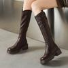 Krazing Pot Microfiber Winter Round Toe Modern Platform Size 33 Knee Boots Size 43 Thick Bottom Women Fashion Thigh High Boots