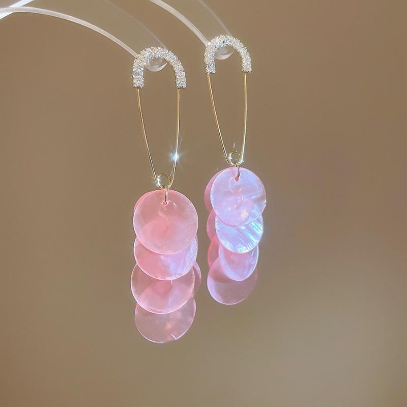 Silver needle round shell fringed earrings seaside vacation style temperament earrings fashion high sense versatile earrings wholesale