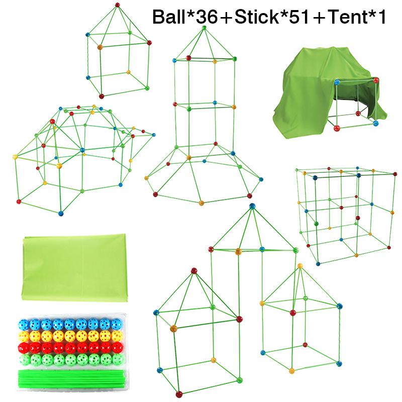 New Creative Fort Building Blocks Indoor Tent Brick Kit Children's Diy Ball Games Educational Toys For Children