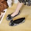 2024 Autumn New Square Toe Bow Tie Flat Casual Shoes Women Fashion Leopard Designer Soft Sole Loafers Female Slip on Lazy Shoes